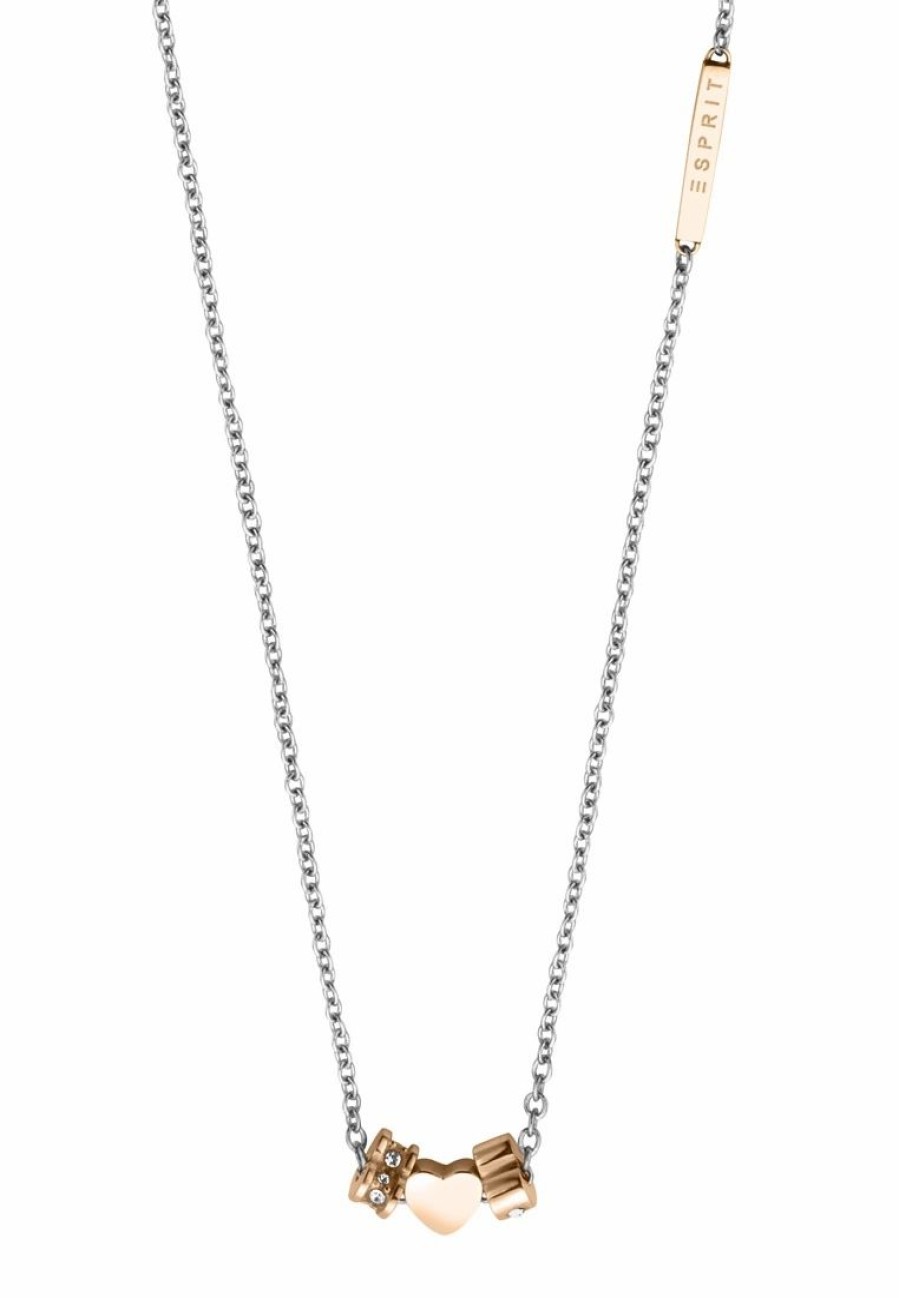 * Accessories | Esprit [Dulcet Trio] Two-Tone Silver & Rosegold Stainless Steel Necklace (42 Cm + 3 Cm Extension)